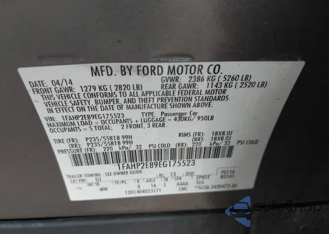 2014 Ford Taurus Sel z USA, uszkodzony, nr VIN 1FAHP2E89EG175523